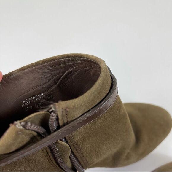 Tory Burch Patricia Mid Heel Suede Zip Up Almond Toe Bootie Ankle Boots Size 6 - Picture 12 of 16